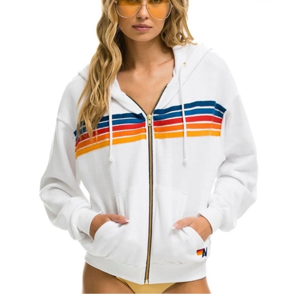 Aviator Nation Tops - 5 Stripe Zip Hoodie